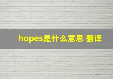 hopes是什么意思 翻译